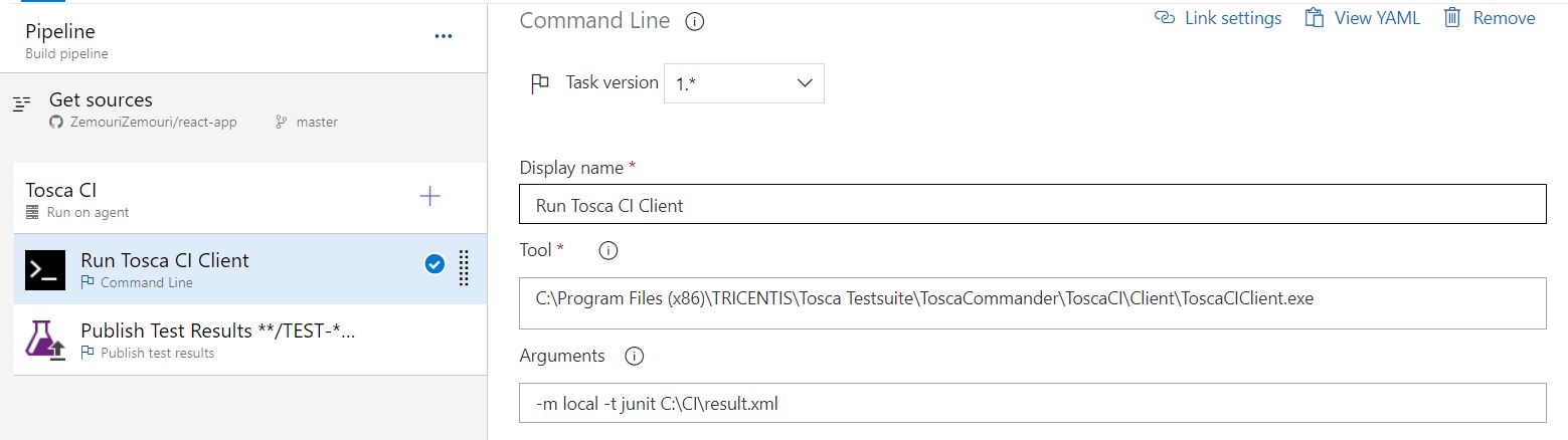 Tosca can work with CI pipelines