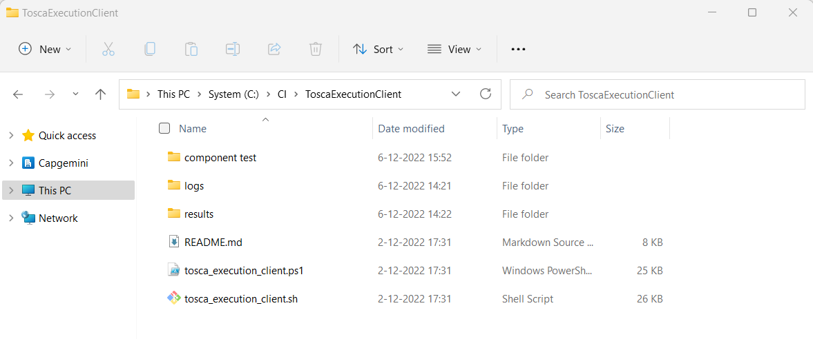 component test folder